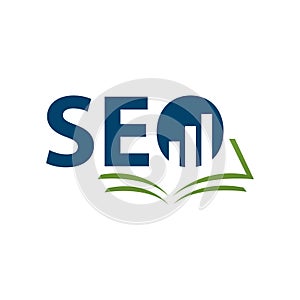 Search engine optimization seo logo vector icon seo lettering logotype with economic sale bar photo