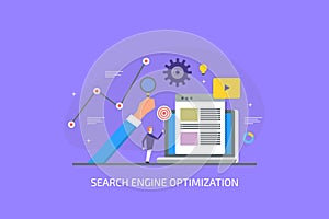 Search engine optimization - seo - marketing expert analyzing seo data, marketing statistic, website ranking, digital content.