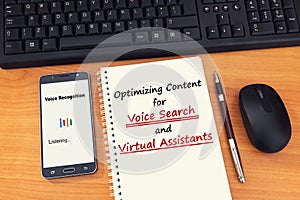 Search engine optimization strategies for marketers to optimize content for voice search. photo