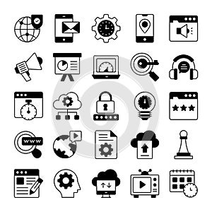 search engine optimization and web icons set