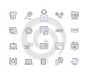 Search engine line icons collection. Google , Bing , Yahoo , DuckDuckGo , Indexing , Algorithm , Query vector and linear
