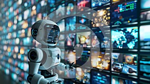 Search engine robot curating a gallery of float.