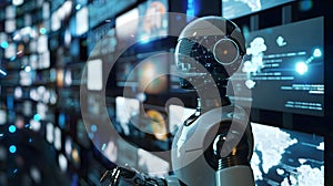 Search engine robot curating a gallery of float.