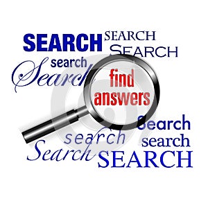 Search find answers magnify glass