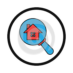 search, find, home, magnifying glass, house, home search icon