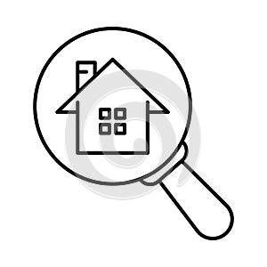 search, find, home, magnifying glass, house, home search icon