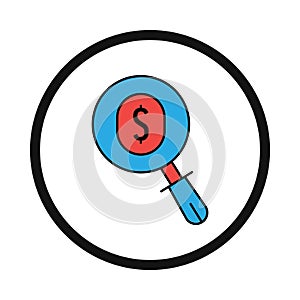 search, find, money, magnifying glass, dollar, business find icon