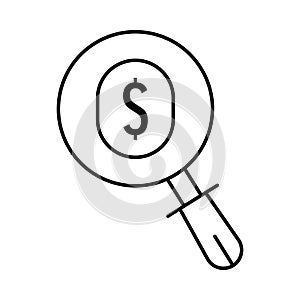 search, find, money, magnifying glass, dollar, business find icon