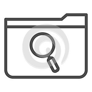 Search folder line icon. Folder with magnifier vector illustration isolated on white. Computer folder outline style