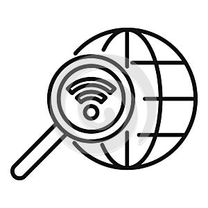 Search global internet provider icon outline vector. Business lock