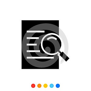 Search Glyph icon, Document searching icon, Vector and Illustration