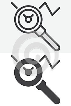 Search graph line and solid vector icon set