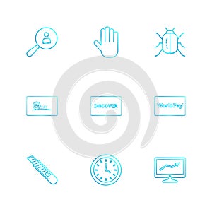 Search , hand , bug, eway , discover, world play , graph , cloc