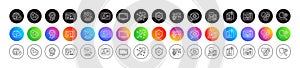 Search, Hospital and Bacteria line icons. For web app, printing. Round icon buttons. Vector