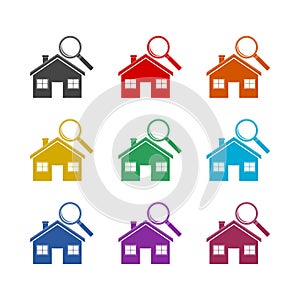 Search house color icon set isolated on white background