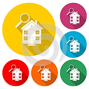 Search house icon isolated with long shadow