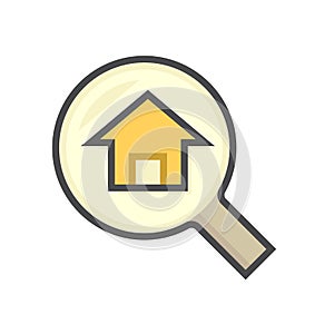 Search house vector icon design. 64x64 pixel.