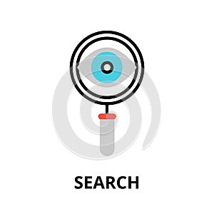 Search icon, flat thin line vector illustration