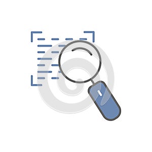 Search icon Illustration with programming editor. searching coding. icon related to developer