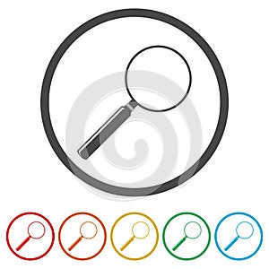 Search icon, Magnifying glass, 6 Colors Included