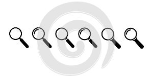 Search icon. Magnifying glass icon, vector magnifier or loupe sign.