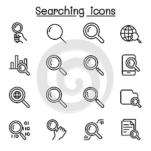 Search icon set in thin line style