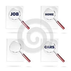 Search icons for job cars and home