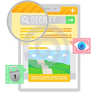 Search image and content by keyword vector icon