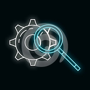 Search information in global internet icon glow neon style, online computer database cloud outline flat vector illustration,
