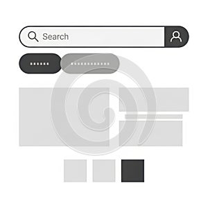 Search interface elements isolated on white background