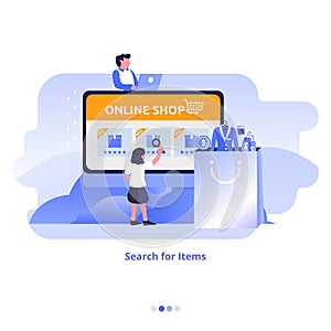 Search for items at online shop