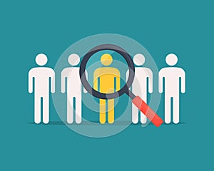 search job magnifying glass looking for employees icon. human resource management. staff selection symbol. recruitment and