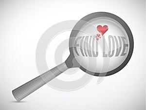 Search for love. magnify search concept