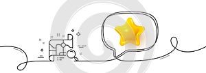 Search map line icon. Find location address sign. Continuous line with 3d star. Vector