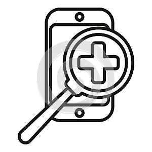 Search medical help icon outline vector. Online doctor
