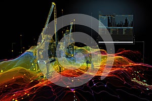 Search for places for oil production. A cross section of the earth. Oil production. Layers of soil. 3d illustration