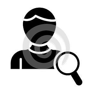 Search profile glyph flat vector icon