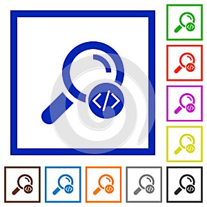 Search programming code flat framed icons