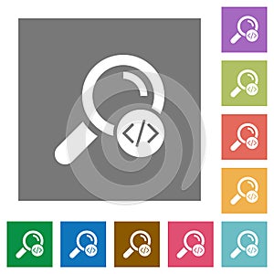 Search programming code square flat icons