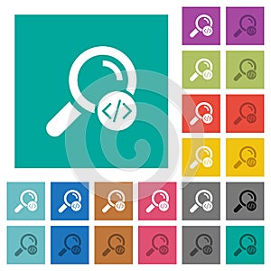 Search programming code square flat multi colored icons