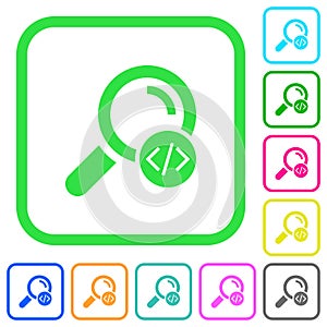 Search programming code vivid colored flat icons
