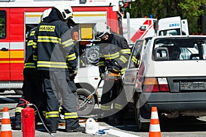 Search and rescue operation during car crash