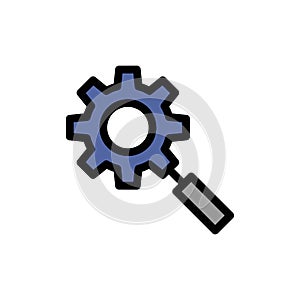 Search, Research, Gear, Setting  Flat Color Icon. Vector icon banner Template