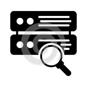 Search server glyph flat vector icon