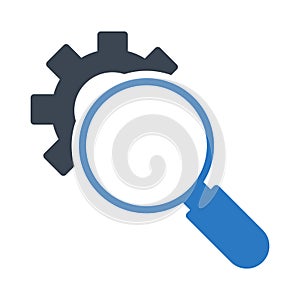 Search setting glyph color flat vector icon