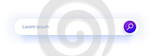 Search string. Input field. Web design.Purple icon