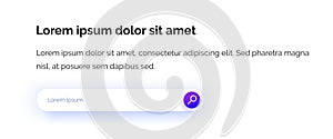Search string. Input field. Web design.Purple icon