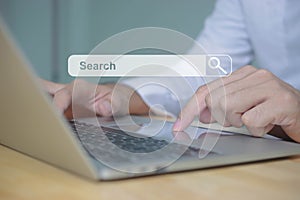 Search technology Search Engine Optimization,Man`s hands using computer searching Browsing Internet Data Information.Networking