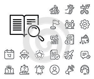 Search text line icon. Find word sign. Salaryman, gender equality and alert bell. Vector