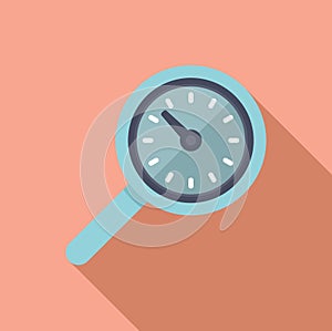Search time duration icon flat vector. Fixed event photo